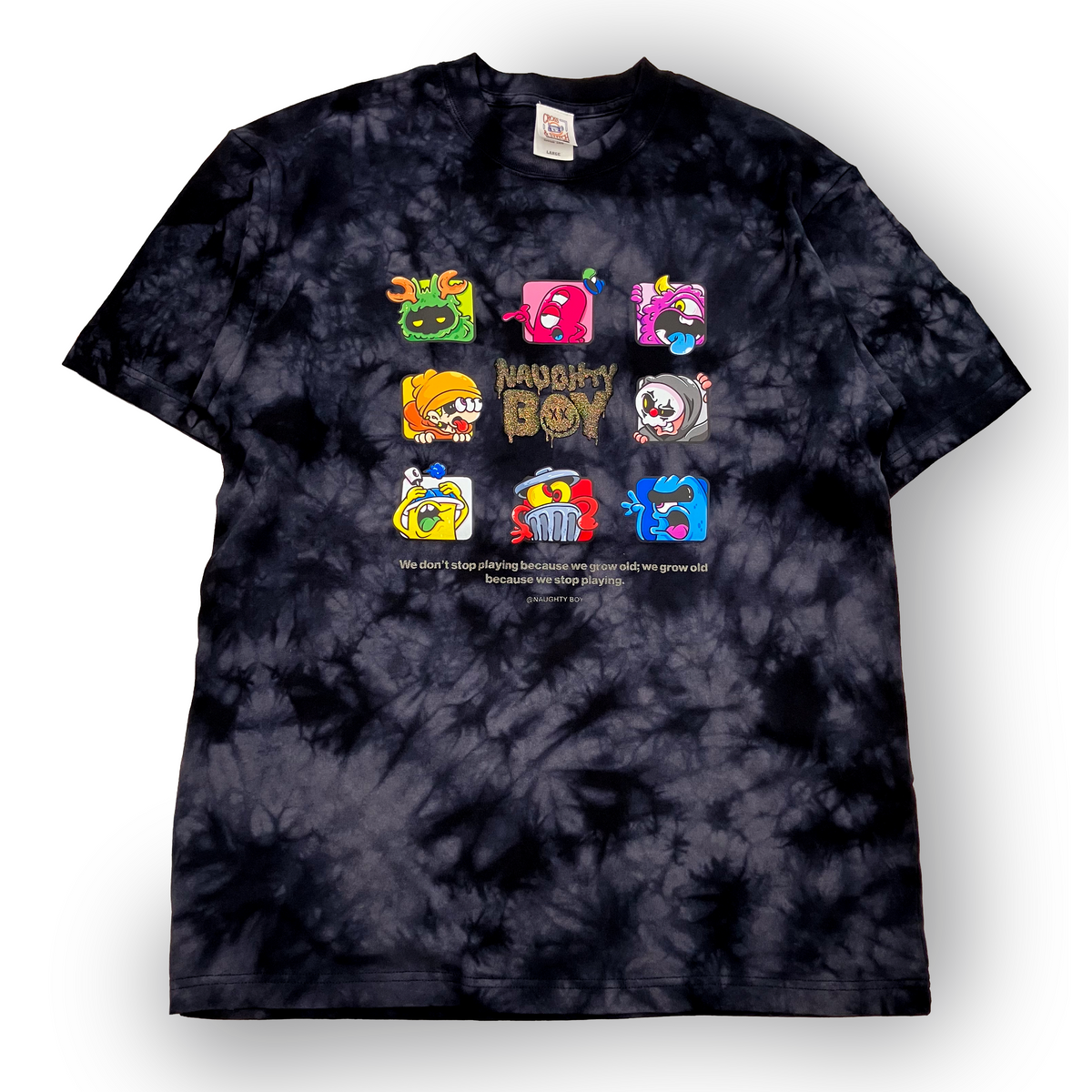 とーる × silkmaster “NAUGHTY BOY Monsters” DTF & Glitter Puff Tie-Dye Tee