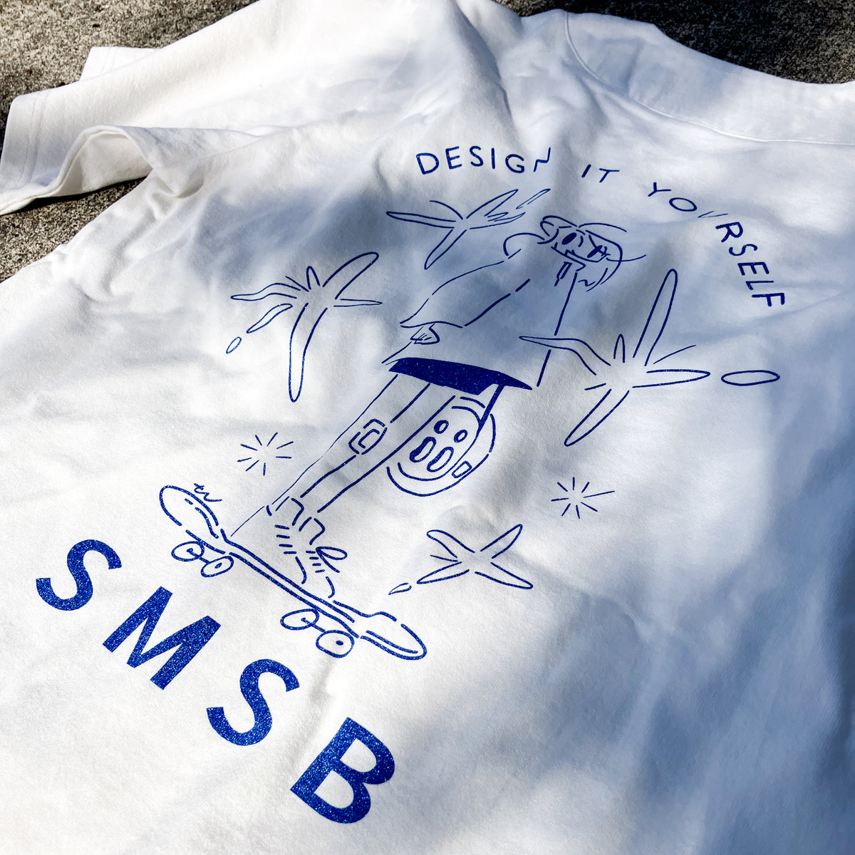 とみながしんぺい × silkmaster “DESIGN IT YOURSELF” Metallic Blue & NINJAINK Baseball Tee